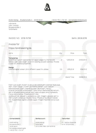 invoice print out one page